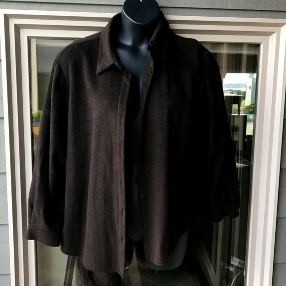Dana Buchman cashmere brown shirt shacket, 16 - Picture 1 of 5